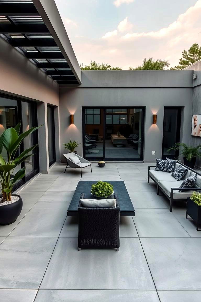 Contemporary Concrete Chic - 24 Front Yard Patio Ideas