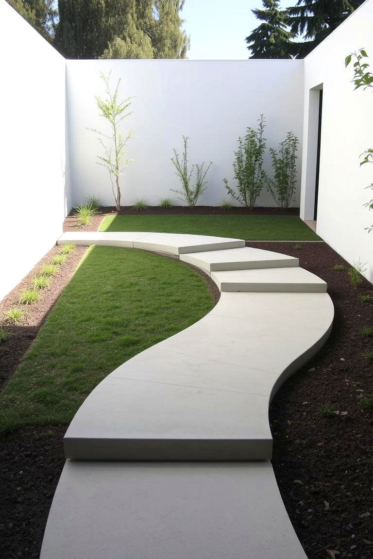 Contemporary Concrete Path - 24 Curved Walkway Ideas