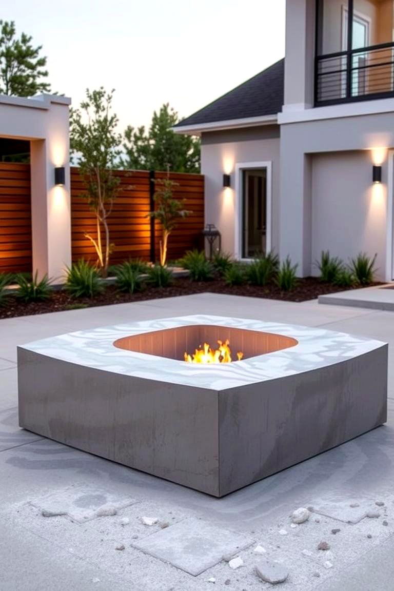 Contemporary Concrete Sunken Fire Pit - 24 Sunken Fire Pit Ideas