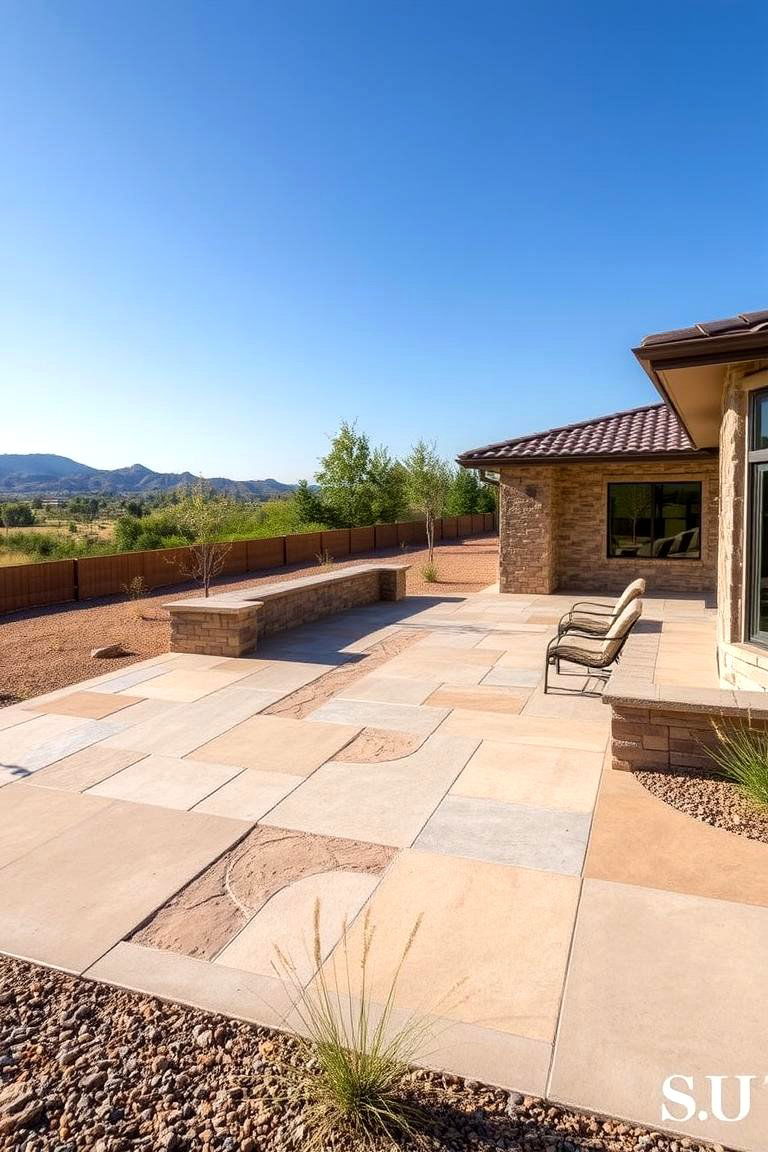 Contemporary Concrete and Stone Blend - 24 Stone Patio Ideas