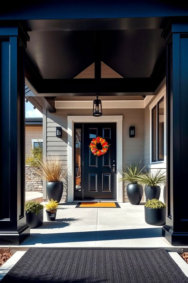 Contemporary Contrast Black Porch - 24 Black Porch Ideas