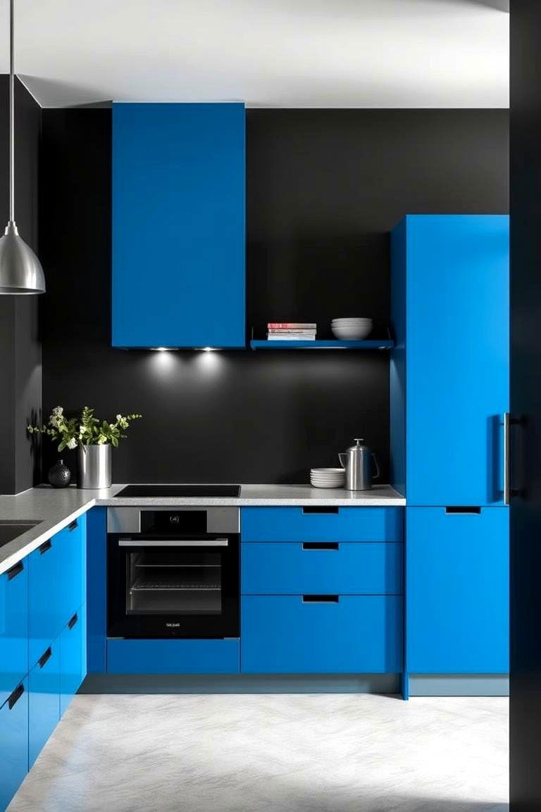 Contemporary Contrast with Matte and Gloss - 24 black and blue bathroom ideas