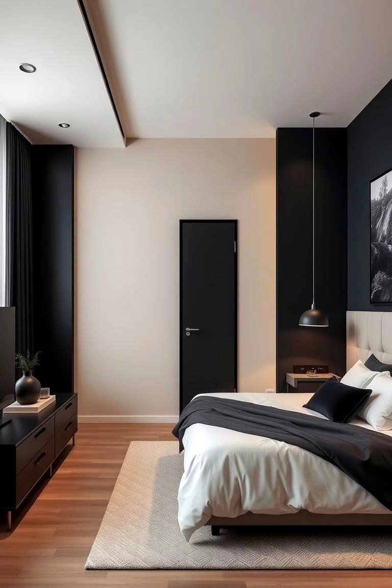 Contemporary Contrast - 24 Black and Beige Bedroom Design Ideas