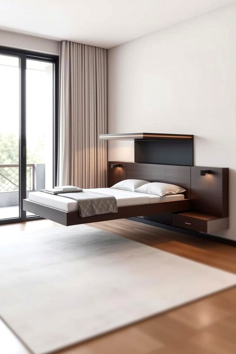 Contemporary Corner Bed with Floating Illusion - 24 Corner Bed Ideas