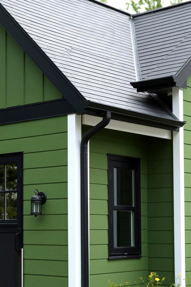 Contemporary Craftsmanship - 24 Forest Green House With Black Trim