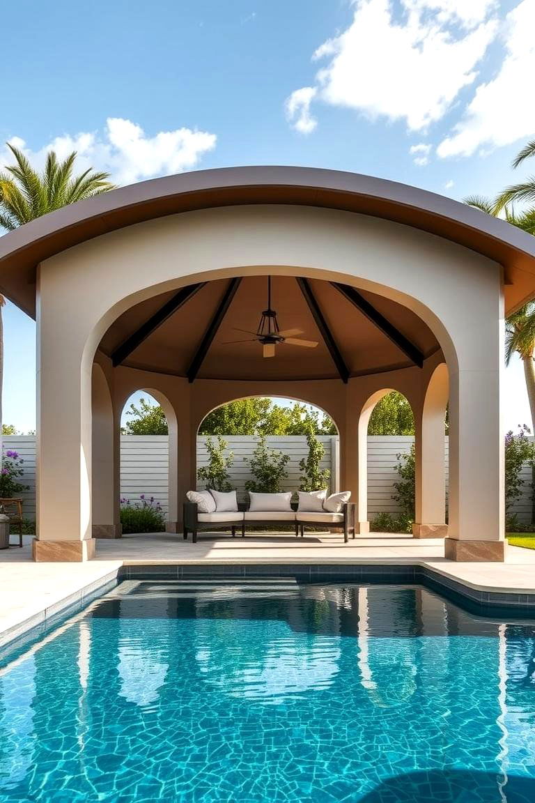 Contemporary Curved Gazebo - 24 Pool Gazebo Ideas
