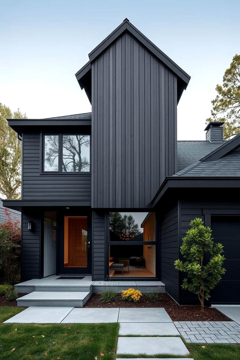 Contemporary Dark Brown Siding with Minimalist Lines - 24 Dark Brown House Exterior Ideas