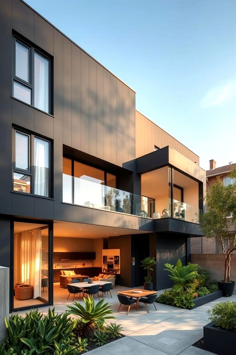 Contemporary Dark Olive Urban Residence - 24 Dark Olive Green House Designs