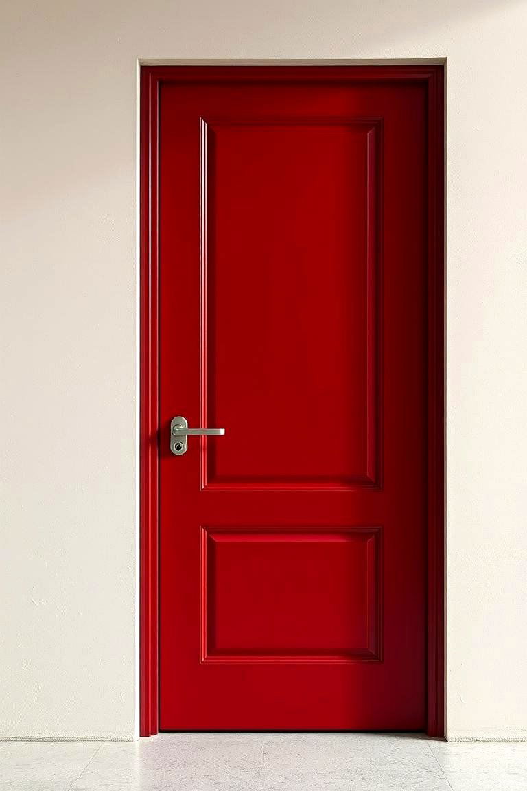Contemporary Dark Red Door with Minimalist Design - 24 Dark Red Front Door Ideas