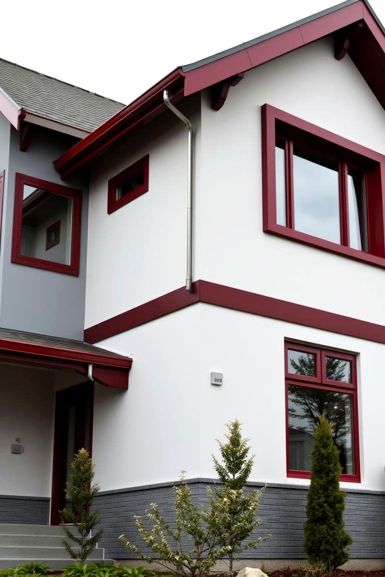 Contemporary Dark Red Trim - 24 Dark Red House Exterior Ideas