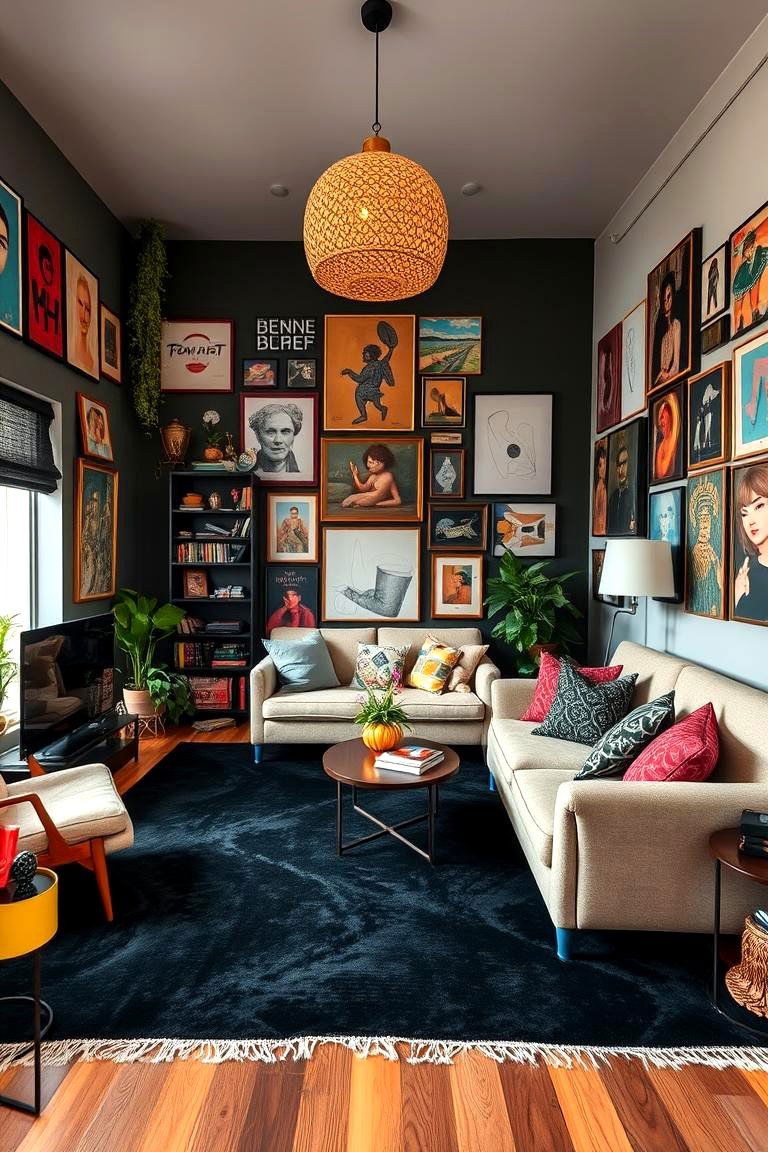 Contemporary Eclectic Vibe - 24 Black Carpet Living Room Ideas
