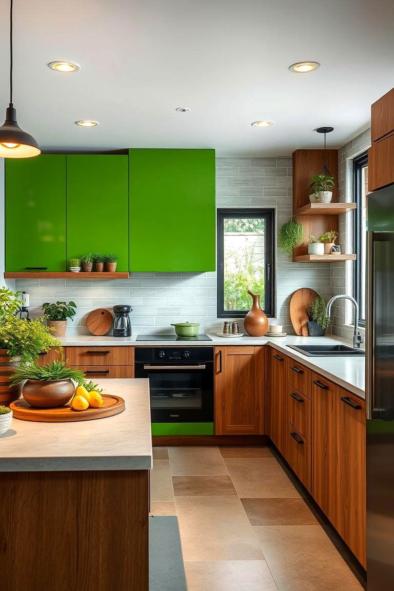 Contemporary Eco Kitchen with Sustainable Materials - 24 Green and Brown Kitchen Ideas