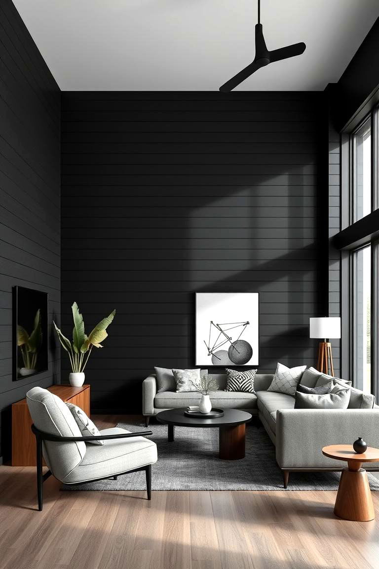 Contemporary Edge Black Shiplap - 24 Black Shiplap Wall Ideas