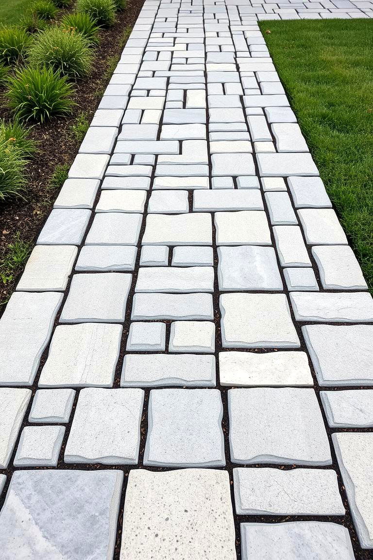 Contemporary Edge Cut Stone Walkway - 24 Stone Walkway Ideas