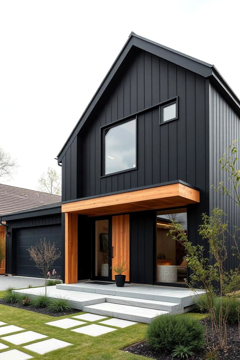 Contemporary Elegance with Organic Flair - 24 Black House With Cedar Accents