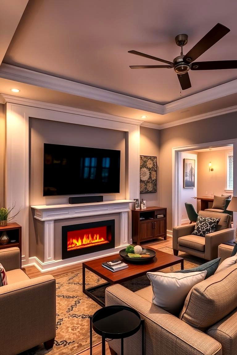 Contemporary Entertainment Hub - 24 Electric Fireplace Ideas With Tv Above