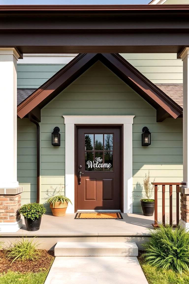 Contemporary Farmhouse Fusion - 24 Sage Green House With Brown Trim Ideas