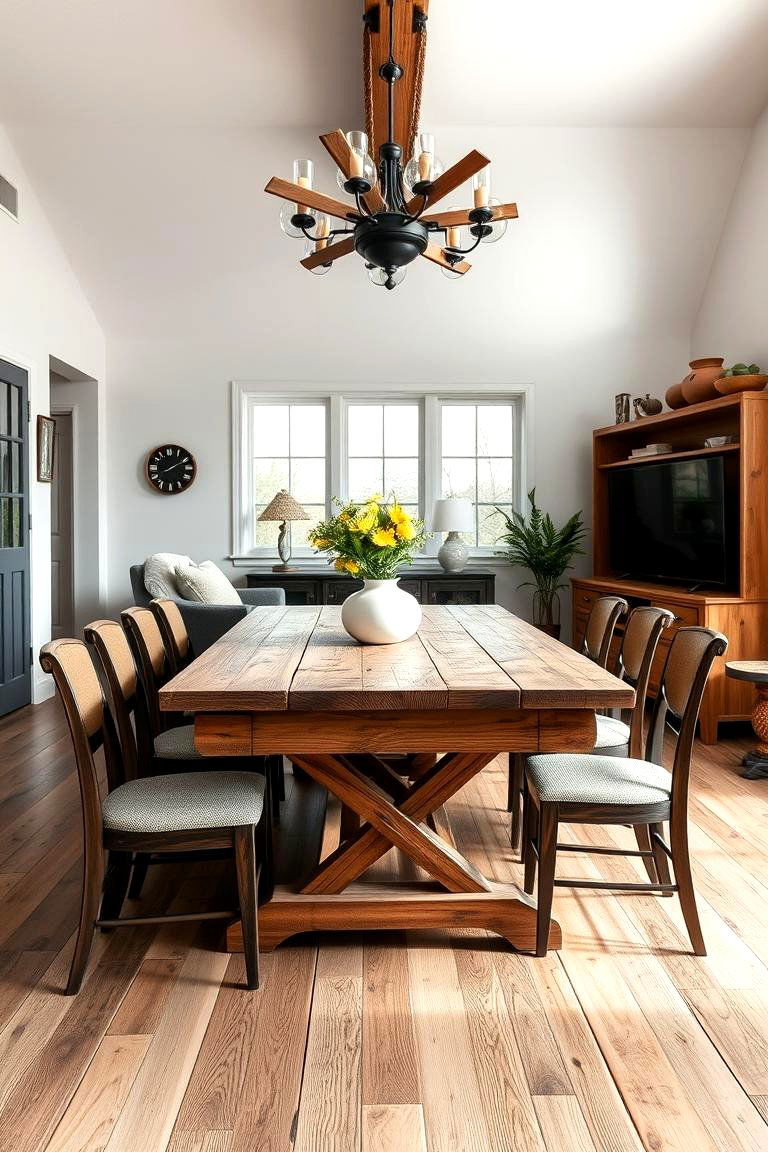 Contemporary Farmhouse Living - 24 Small Living Room Ideas With Tv and Dining Table