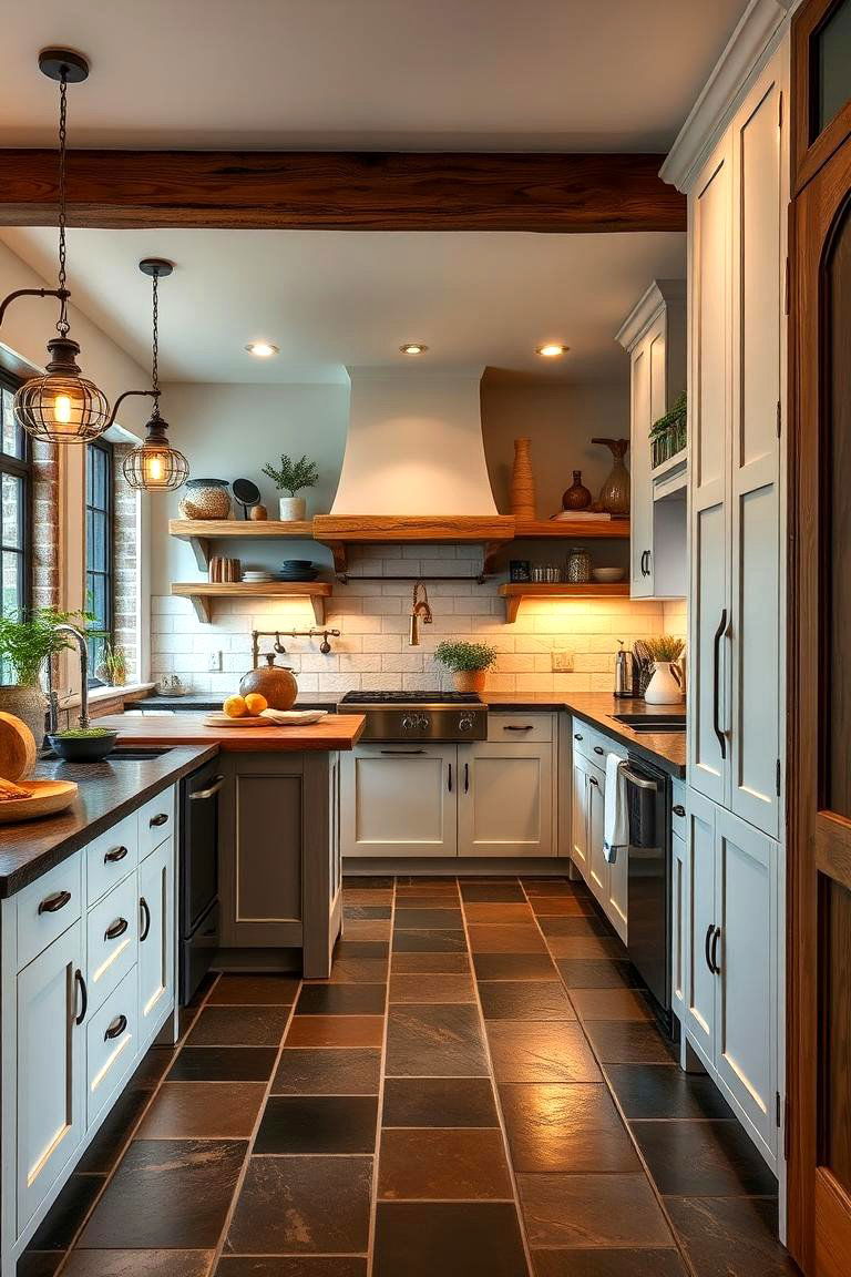 Contemporary Farmhouse Vibes - 24 Kitchens With Slate Floors