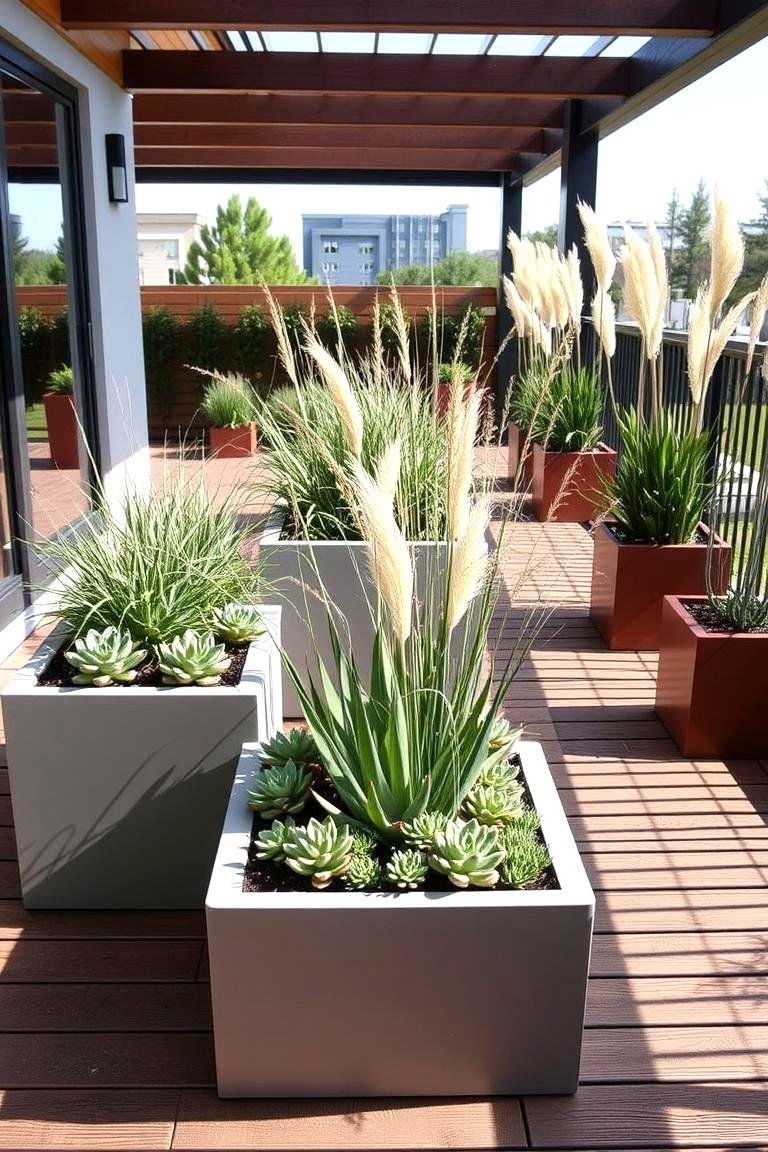 Contemporary Garden Geometry - 24 Deck Decorating Ideas With Plant