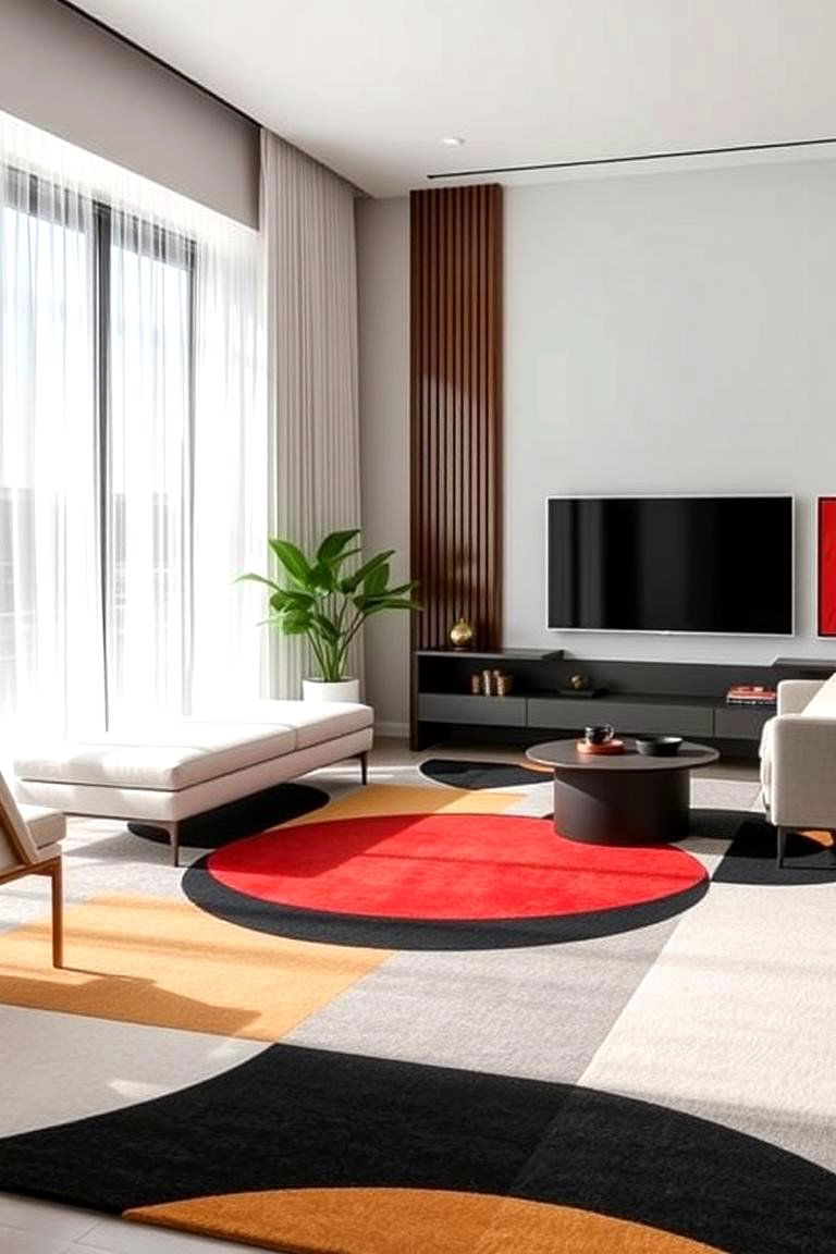 Contemporary Geometric Carpet - 24 Living Room Carpet Ideas