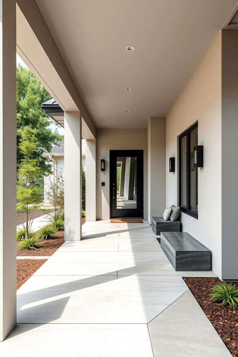 Contemporary Geometric Concrete - 24 Concrete Porch Ideas