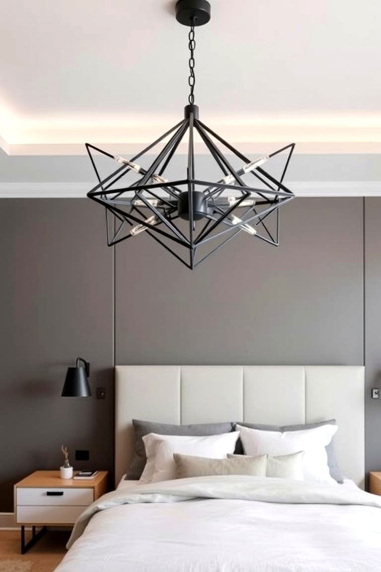 Contemporary Geometric Design - 24 Bedroom Chandelier Ideas