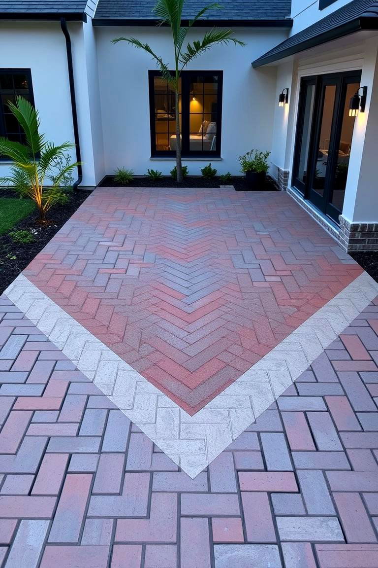 Contemporary Geometric Herringbone - 24 herringbone brick patio designs