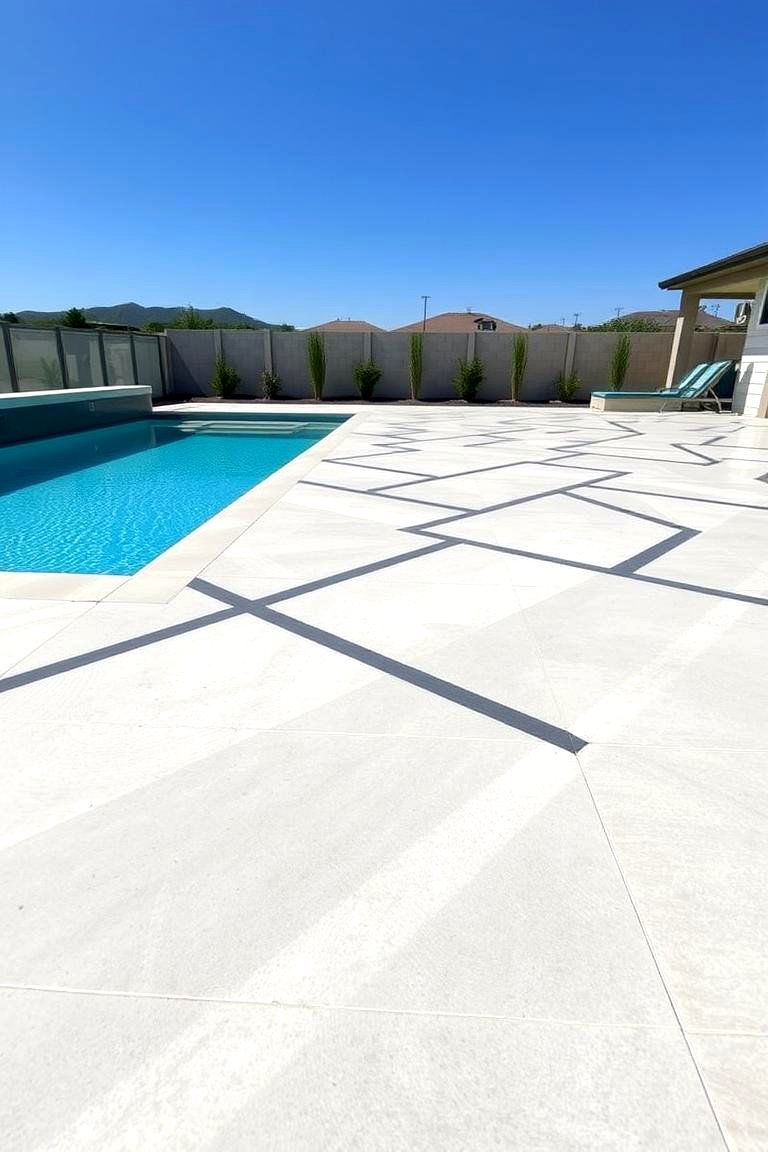 Contemporary Geometric Patterns - 24 Concrete Pool Deck Ideas