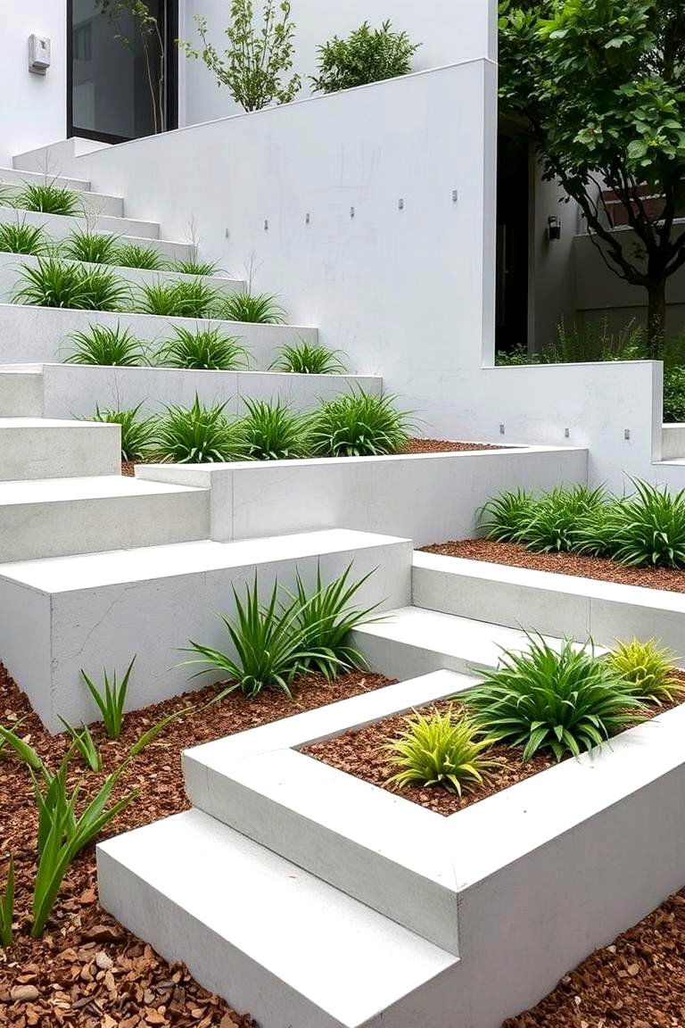 Contemporary Geometric Sloping Garden - 24 Sloping Garden Design Ideas