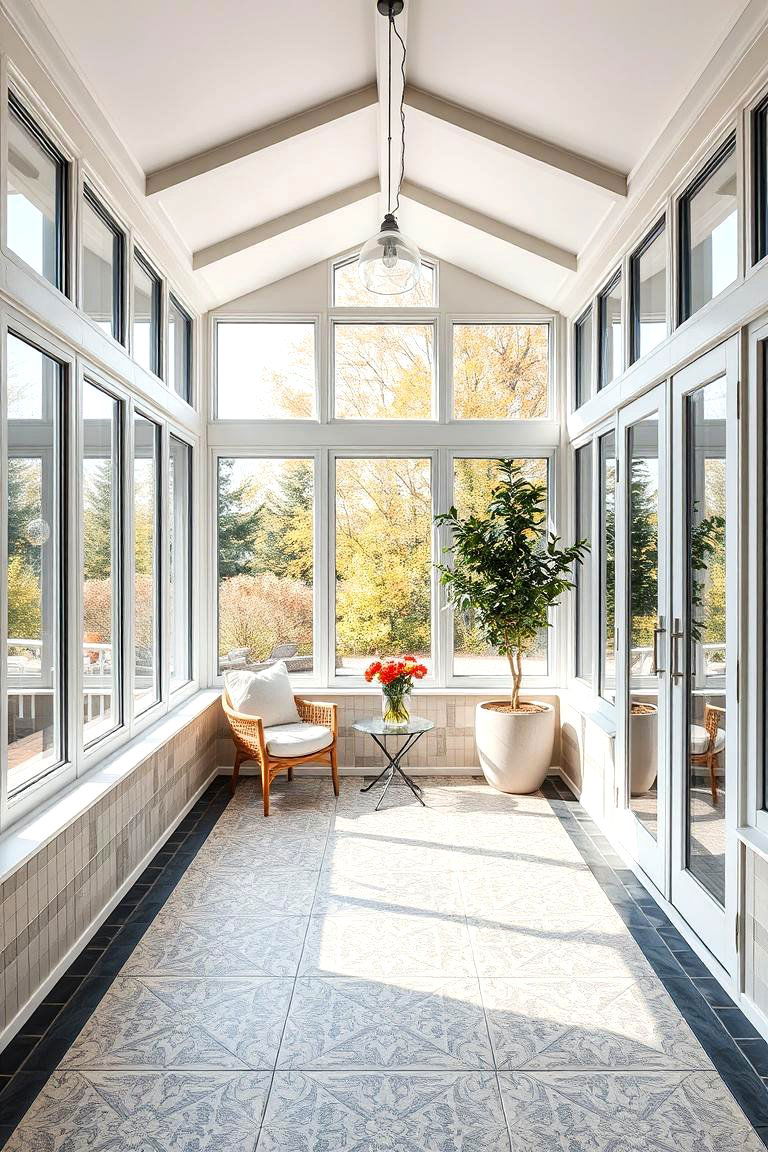 Contemporary Geometric Tiles - 24 Sunroom Tile Floor Ideas