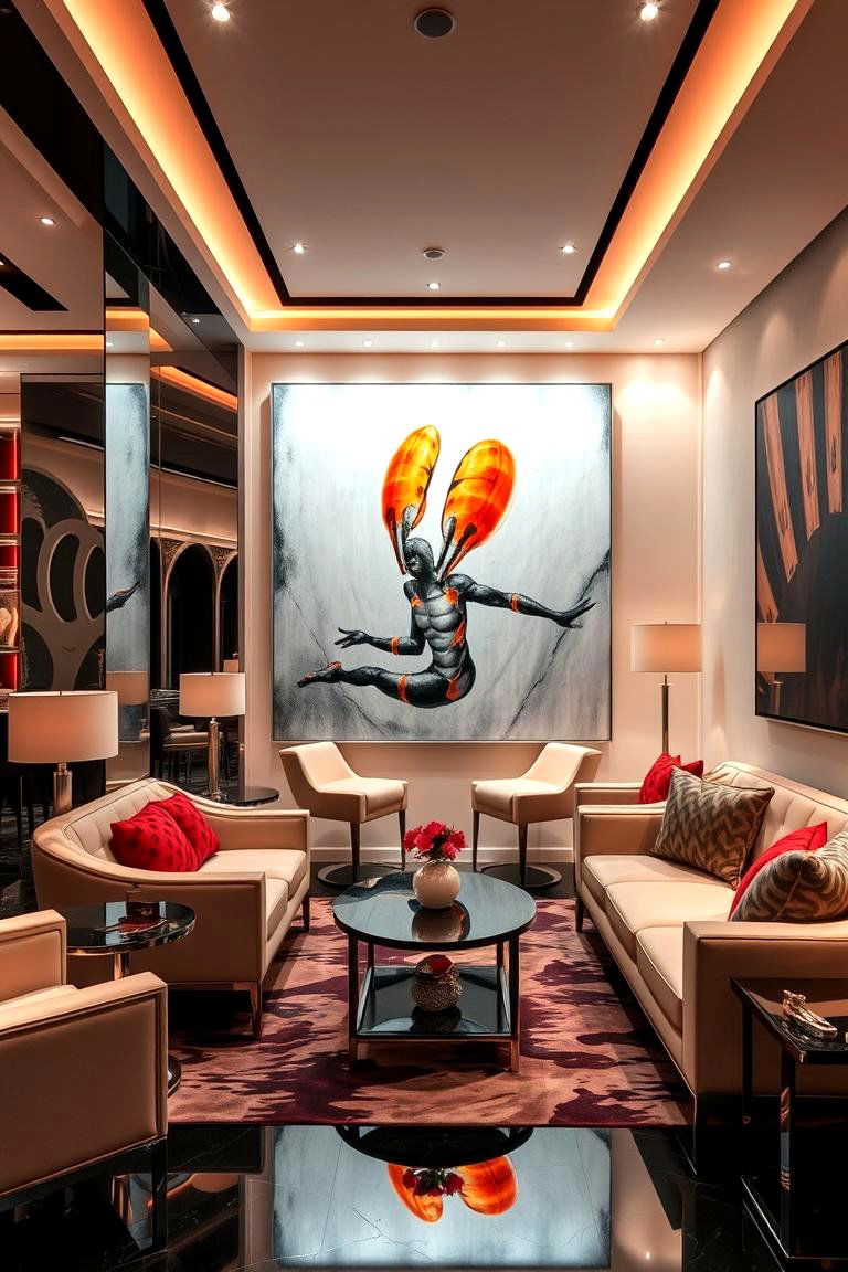 Contemporary Glamour Lounge - 24 Mansion Living Room Ideas