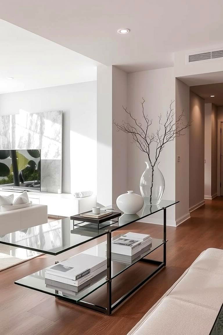 Contemporary Glass Console - 24 Tv Console Decor Ideas
