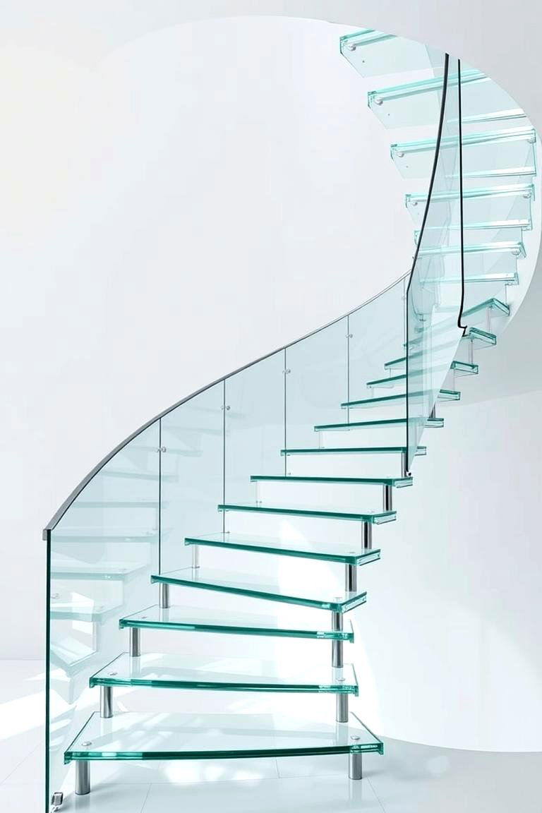 Contemporary Glass Curved Staircase - 24 Curved Staircase Ideas