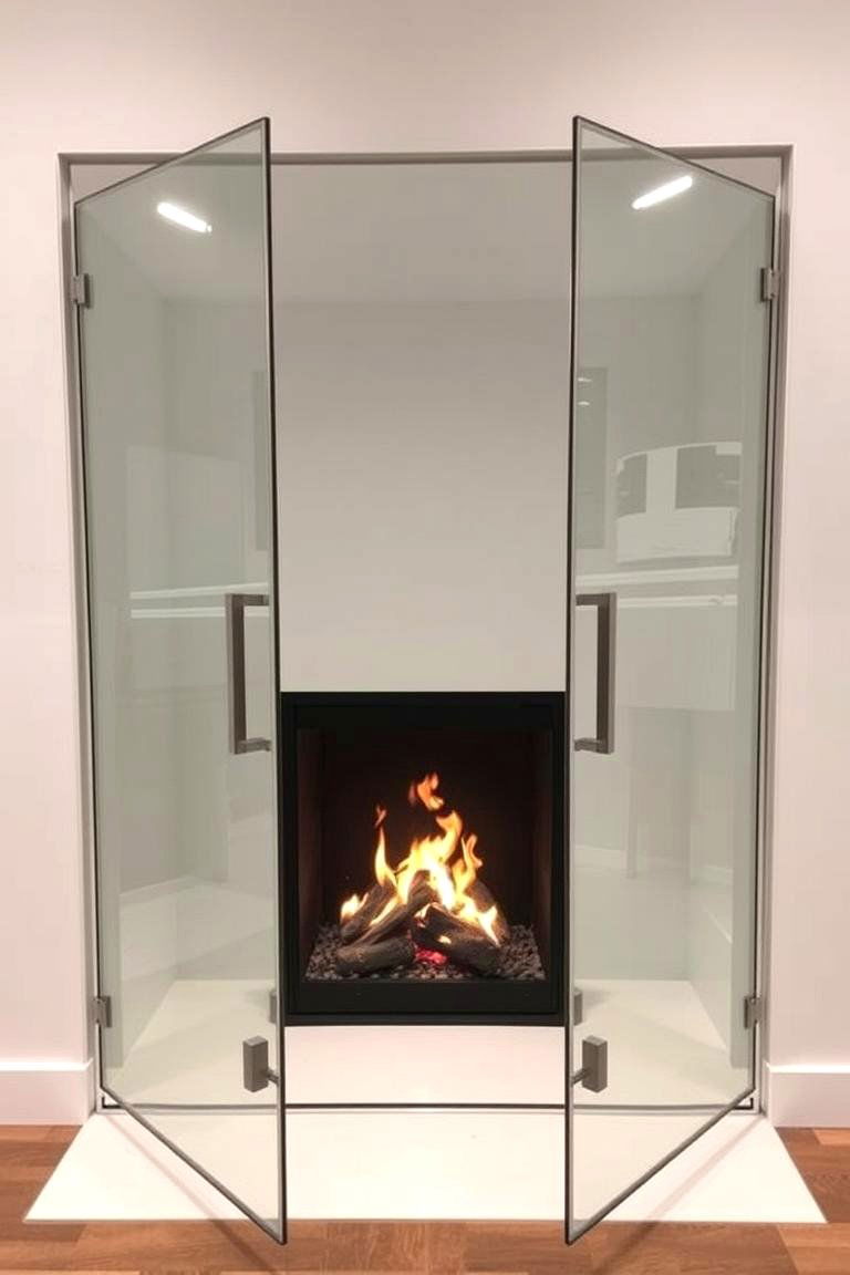 Contemporary Glass Door Enclosure - 24 Scandinavian Fireplace Ideas