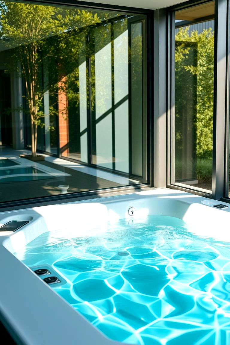 Contemporary Glass Edged Hot Tub - 24 Sunken Hot Tub Ideas
