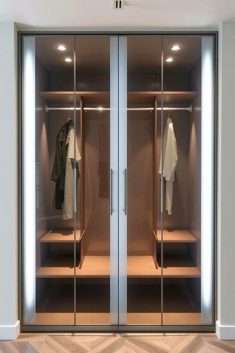 Contemporary Glass Front Coat Closet - 24 Coat Closet Ideas