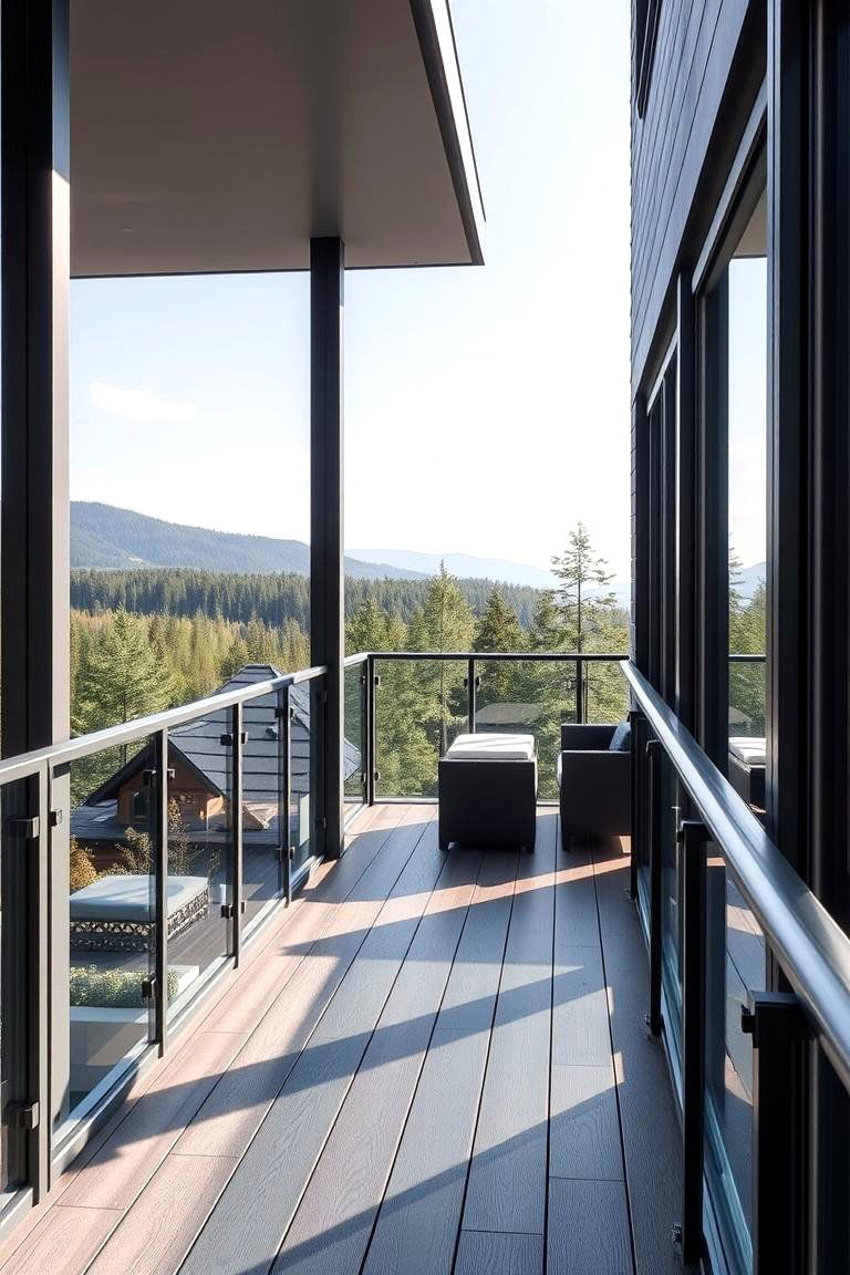 Contemporary Glass Rail Deck - 24 Large Deck Ideas