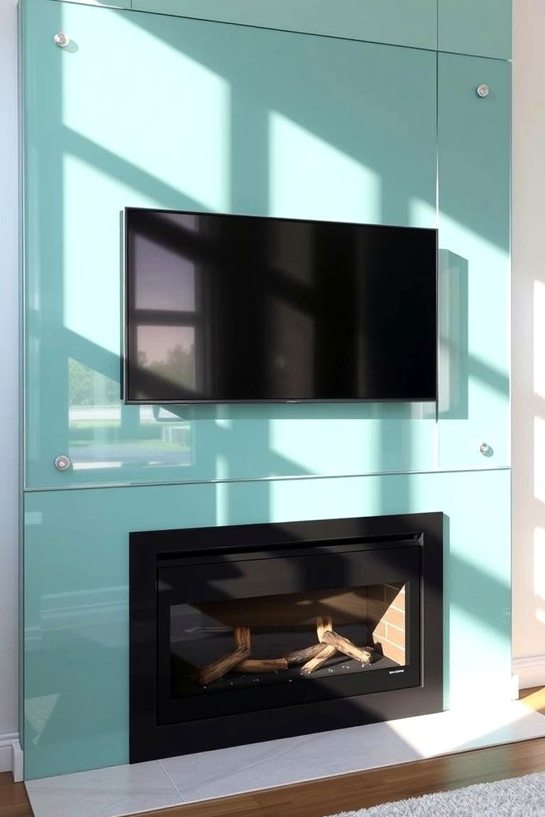 Contemporary Glass Surround - 24 Tv Over Fireplace Ideas