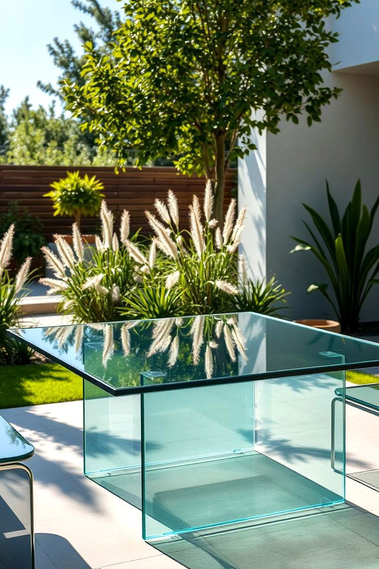 Contemporary Glass Table Ensemble - 24 Garden Furniture Ideas