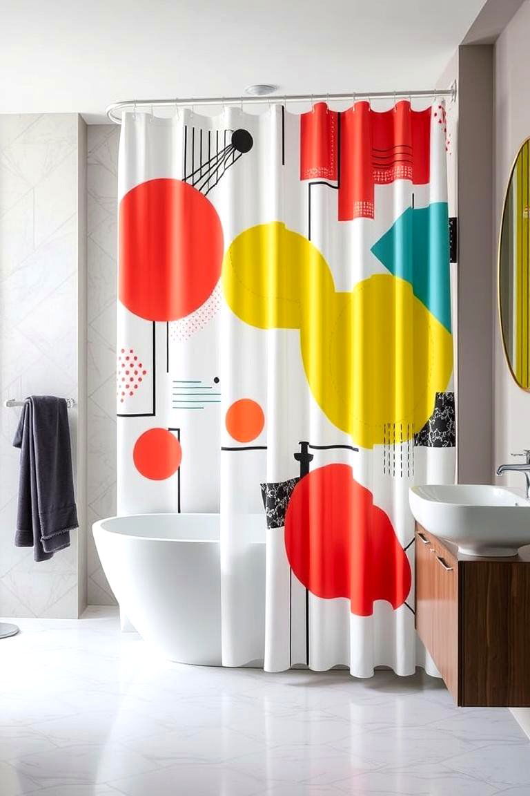 Contemporary Graphic Designs - 24 bathroom curtain ideas