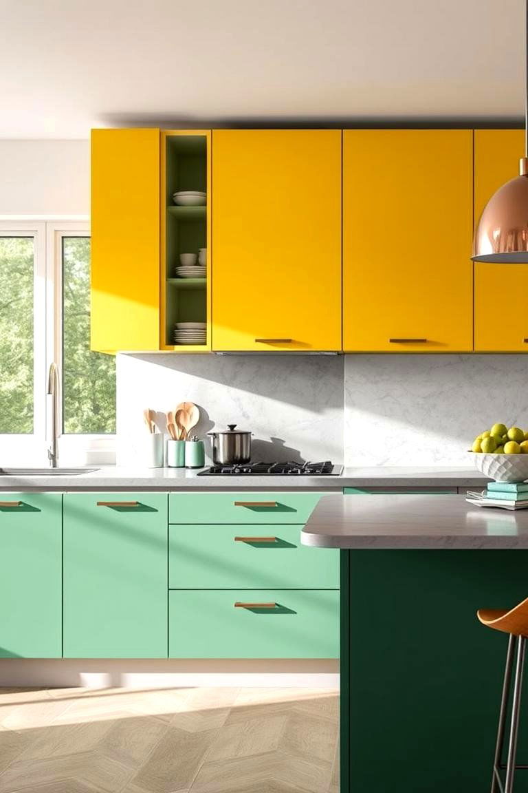 Contemporary Green and Yellow Cabinetry Designs - 24 Green and Yellow Kitchen Ideas