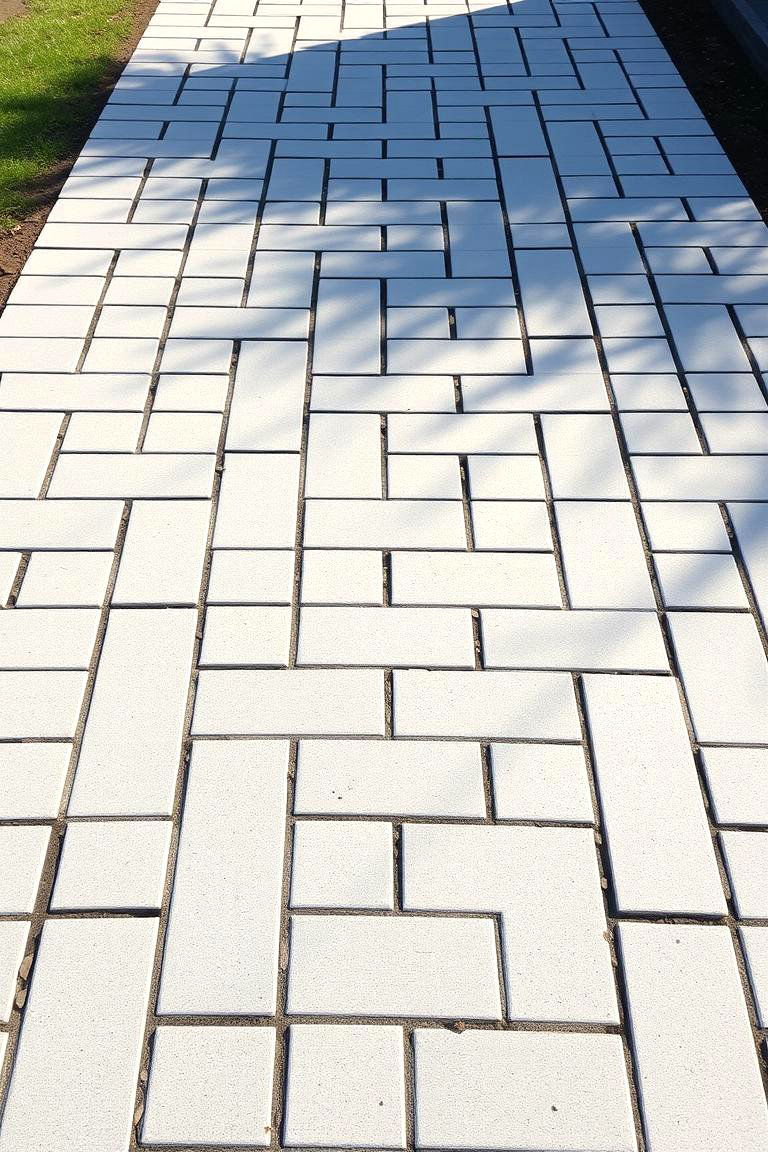 Contemporary Grid Layout Grey Paver Walkway - 24 Grey Paver Walkway Ideas