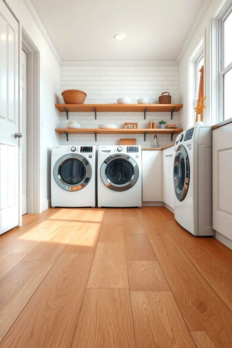 Contemporary Hardwood Look - 24 Laundry Room Floor Ideas