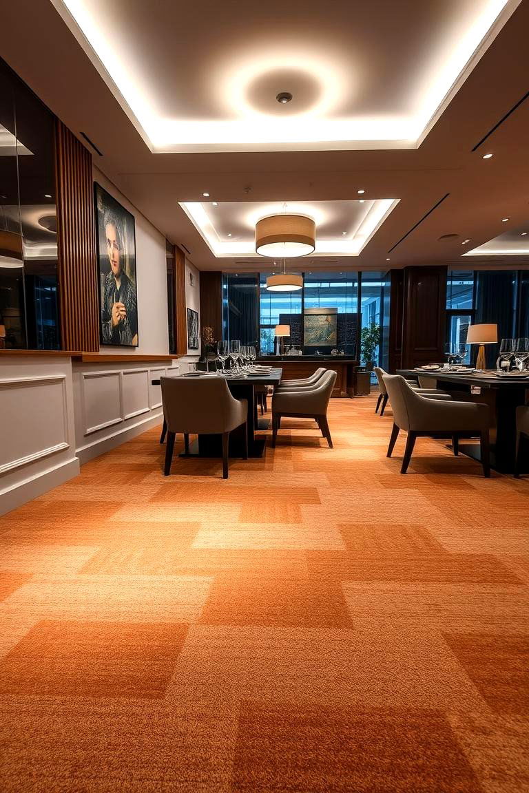 Contemporary High Pile Carpet - 24 Carpeted Dining Room Ideas