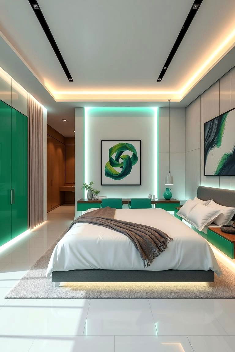 Contemporary Jade Chic - 24 Jade Green Bedroom Ideas