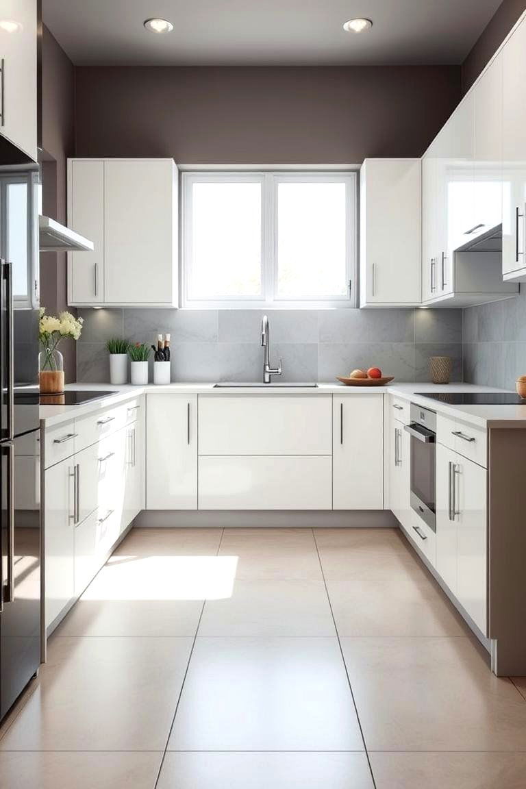 Contemporary Large Format - 24 White Cabinet Kitchen Backsplash Ideas