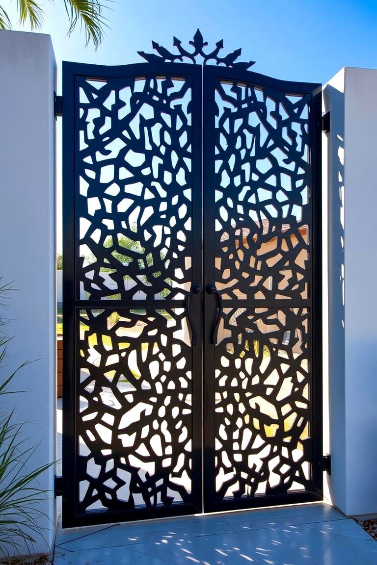 Contemporary Laser Cut Metal Gate - 24 Metal Garden Gate Ideas
