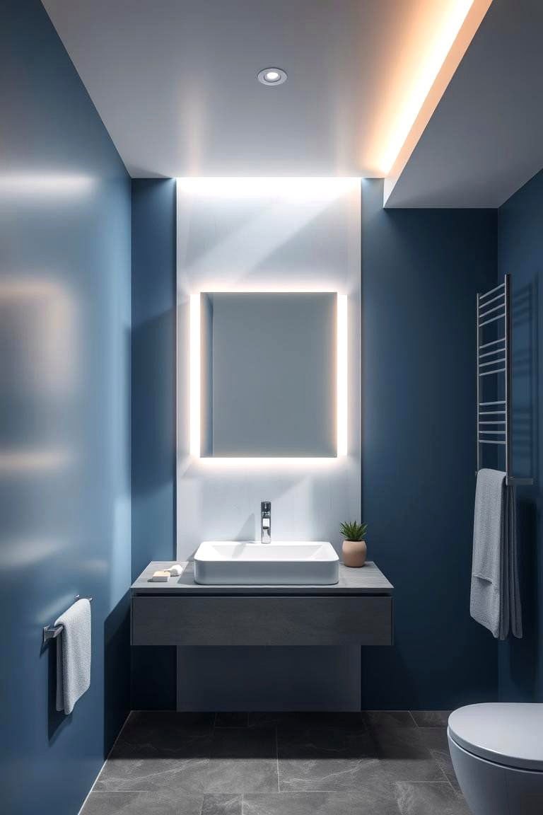 Contemporary Lighting Designs - 24 Blue and Gray Bathroom Ideas