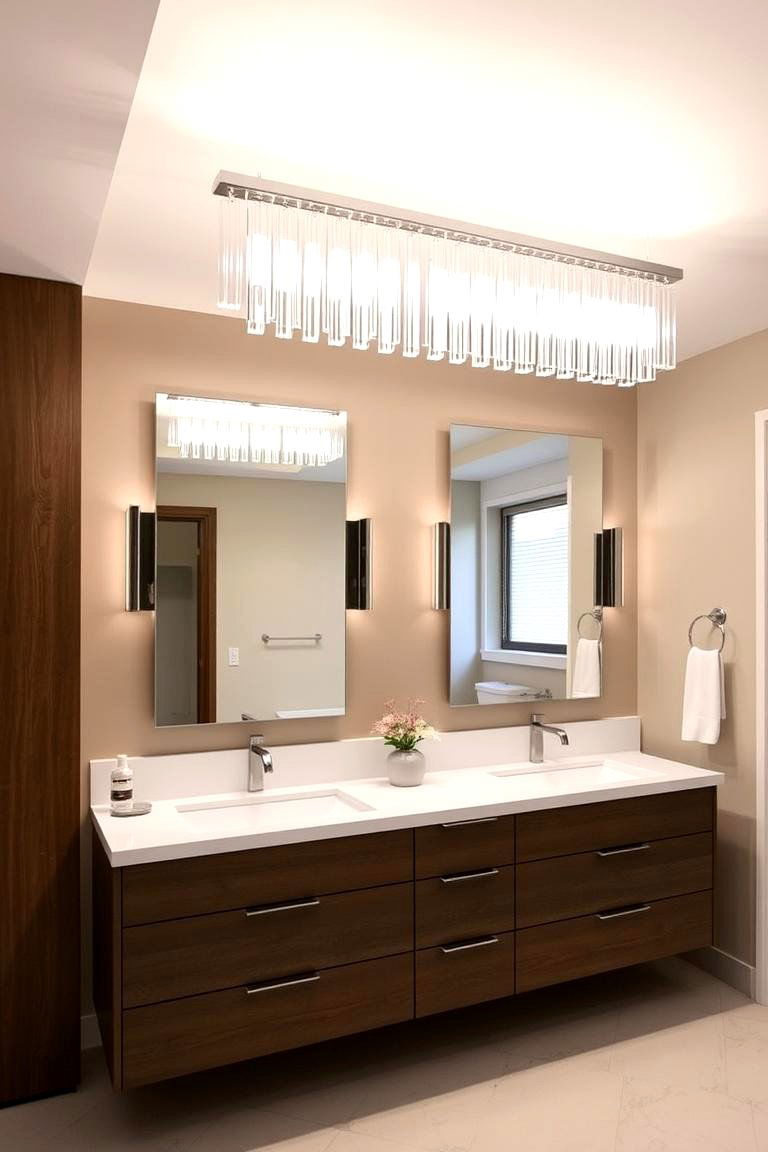 Contemporary Linear Chandelier - 24 Bathroom Chandelier Ideas